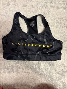 Nike Livestrong Black Sports Bra with Yellow Logo